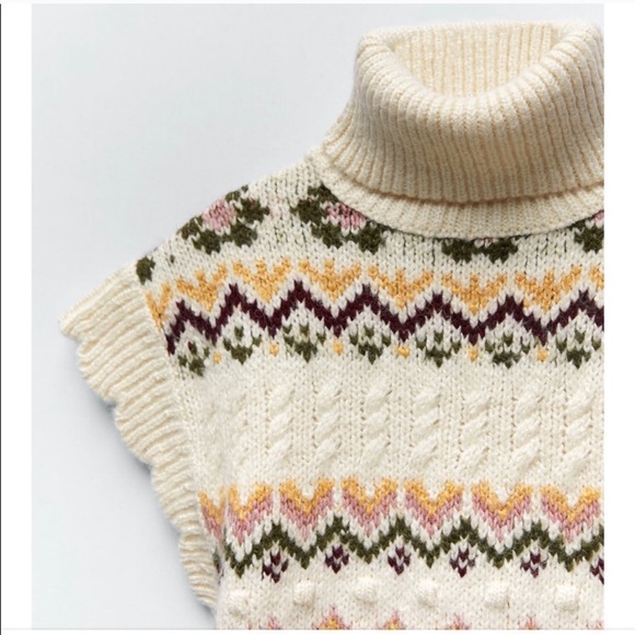 NWT ZARA Jacquard Knit Vest L Blogger’s Favorite - Picture 9 of 9